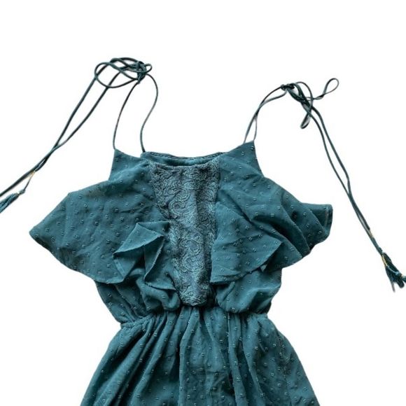 MIAMI Green Tassel Strap Texture Ruffle Maxi Dress Size XXS - Picture 2 of 8